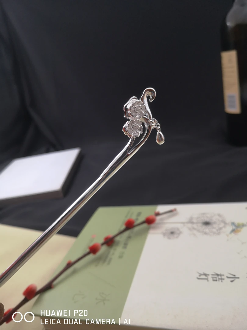 足银银制品 阿峰哥足银祥云梅花发簪簪子