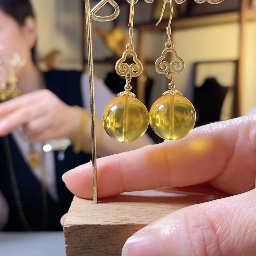 【闪购商品】琥珀耳饰未镶嵌