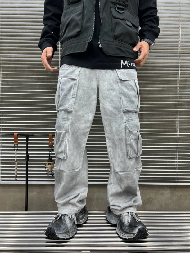 2024秋季潮牌洗水工装牛仔裤男女同款重磅洗水