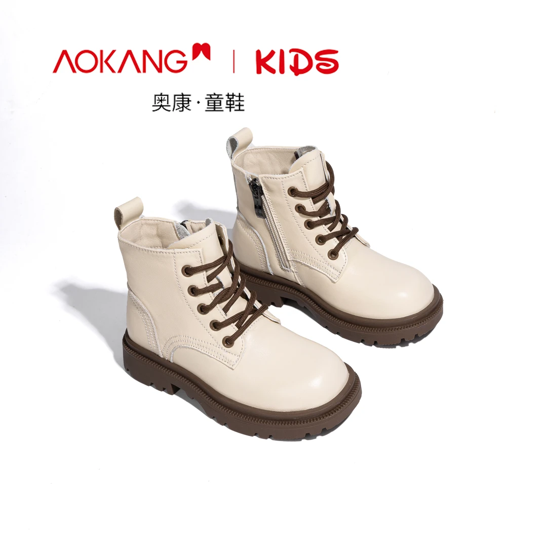 Aokang/奥康（头层牛皮)马丁靴秋冬新款时尚英简约软底