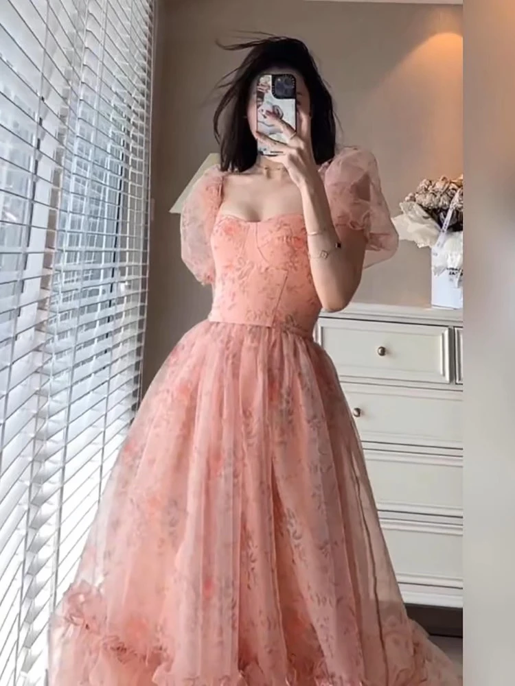 荣大喜 超仙女茶歇裙在逃公主法式碎花连衣裙夏H7938