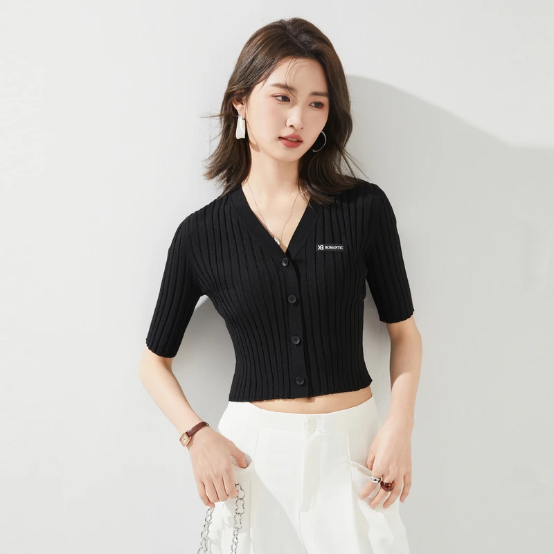 毛针织衫XK211667A890毛衣针织衫薄款夏季百搭时尚短款