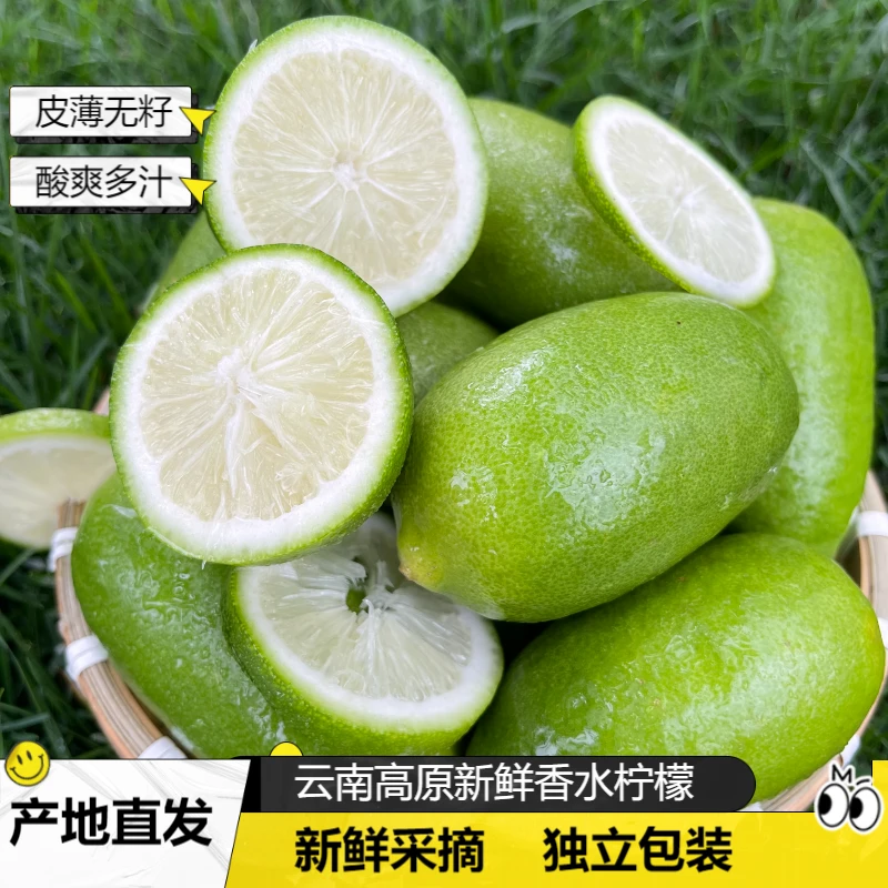 云南无籽香水柠檬皮薄多汁独立包装新鲜采摘酸爽香水柠檬新鲜批发
