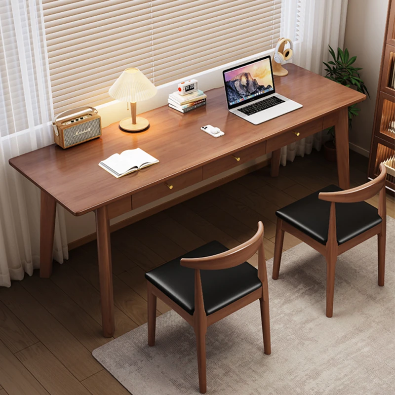 【双人款】实木电脑桌简约双人桌子家用学习办公书桌现代长桌