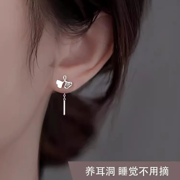 银杏手工树叶复古文艺风清新长款流苏耳饰中国风耳环
