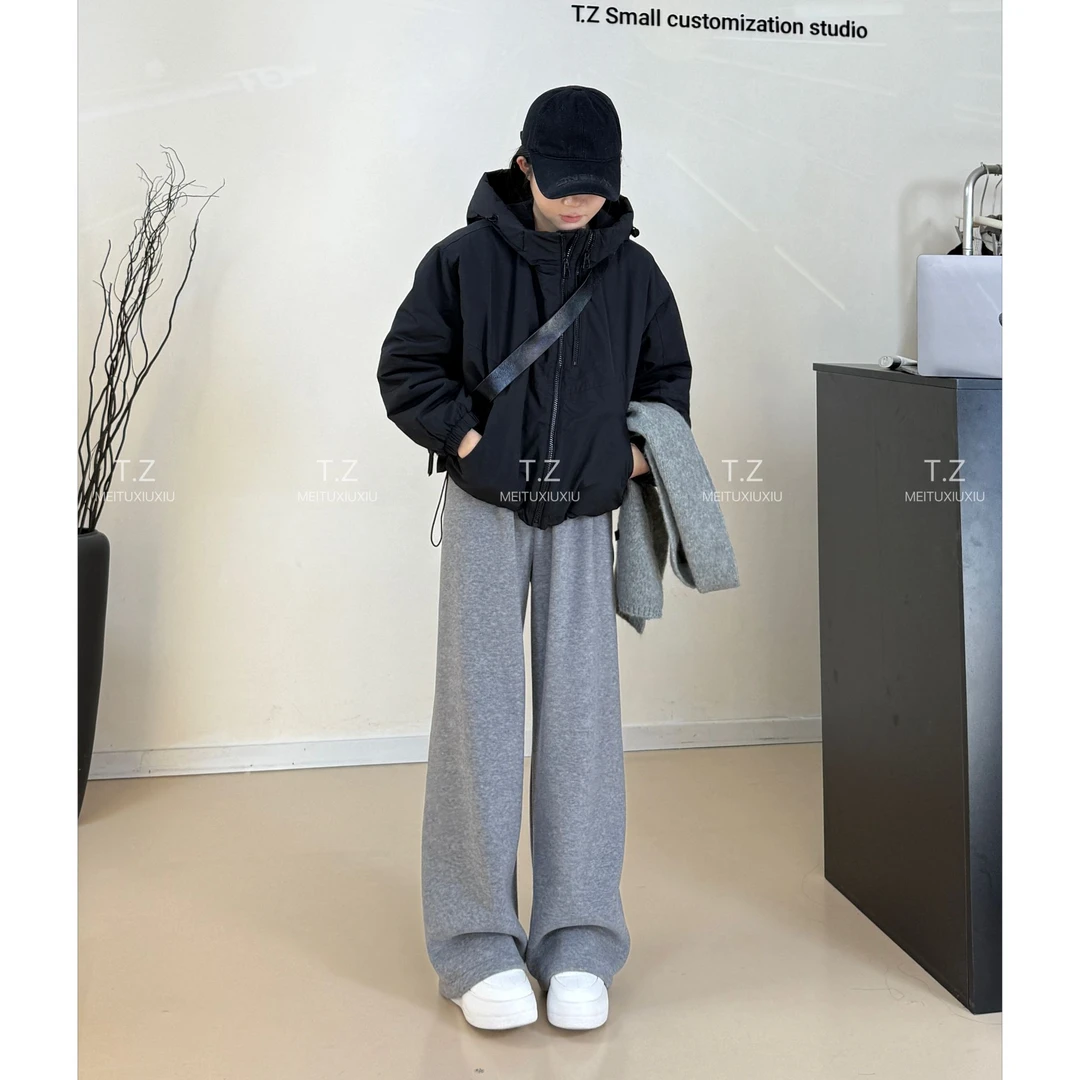 【婷子定制】~150小个子冬款宽松韩系连帽冲锋衣夹棉外套B986