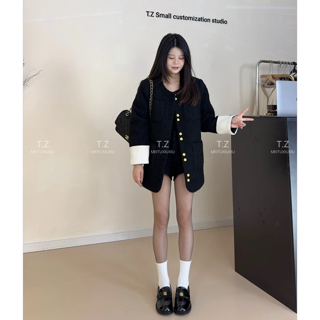 【清仓只出不进】~150小个子秋冬款夹棉拼接小香外套B883