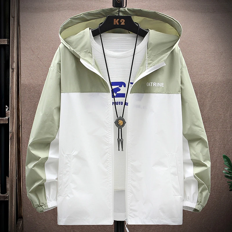 休闲男外套上衣男士夹克连帽学生青少年薄款透气防晒衣夏季户外