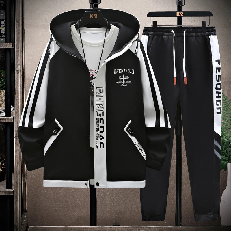 男士运动时尚休闲外套初中连帽夹克春秋款潮流青少年百搭宽松男装