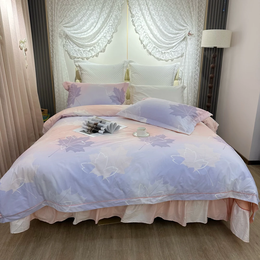 纯棉裥棉床裙吸湿透气四件套