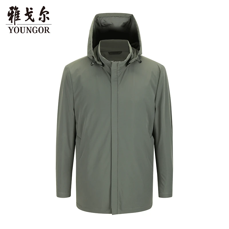 【超声波棉】雅戈尔CEO男士棉风衣秋冬新款连帽保暖风衣外套男舒适