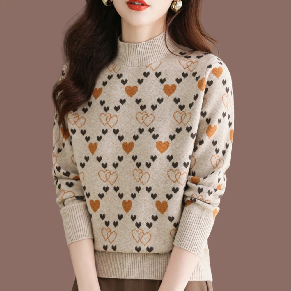 羊毛衫新款打底衫女士冬季加厚内搭毛衣时尚洋气时髦半高领针织衫