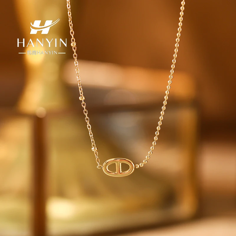 钛钢项链 极简猪鼻子不对称链条时尚气质百搭不掉色毛衣链AAA