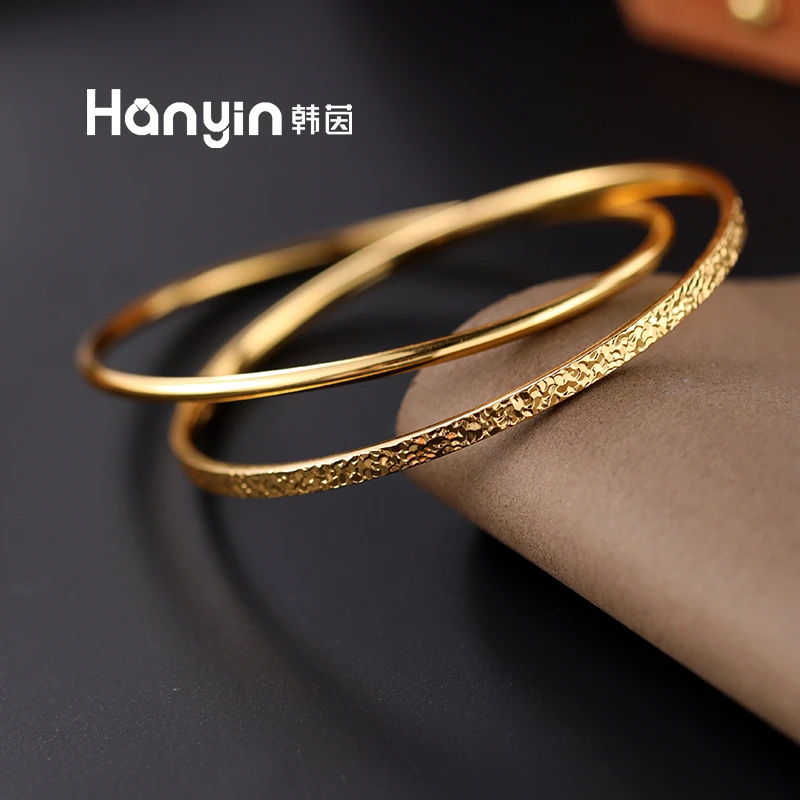 铜合金手镯 宽版爆闪碎冰冰双环手镯女蜂巢龙鳞素圈高级感铜镯ins