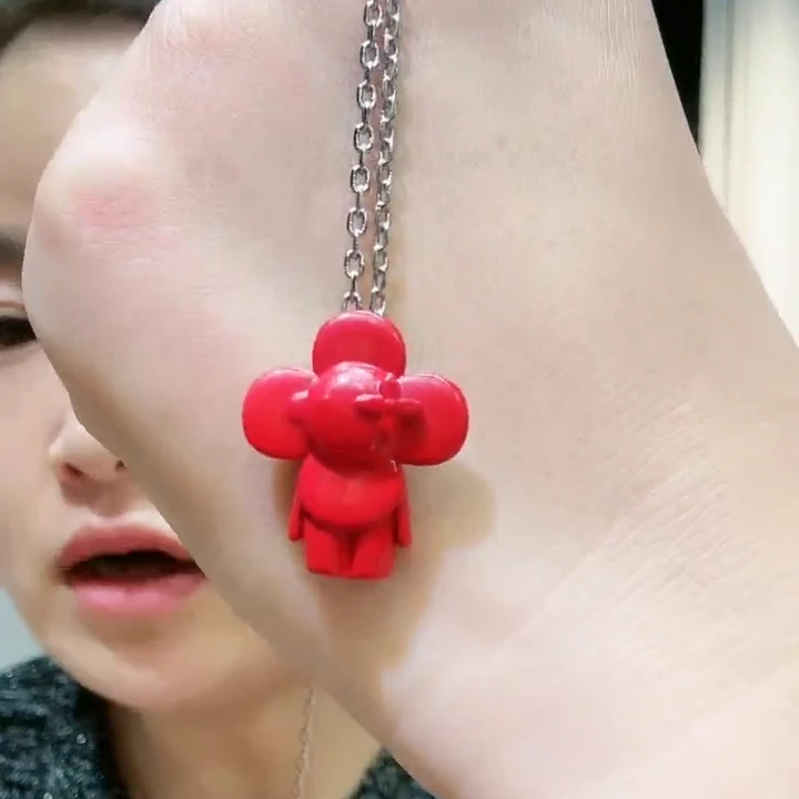 铜合金项链 时尚百搭气质红色熊项链AAA