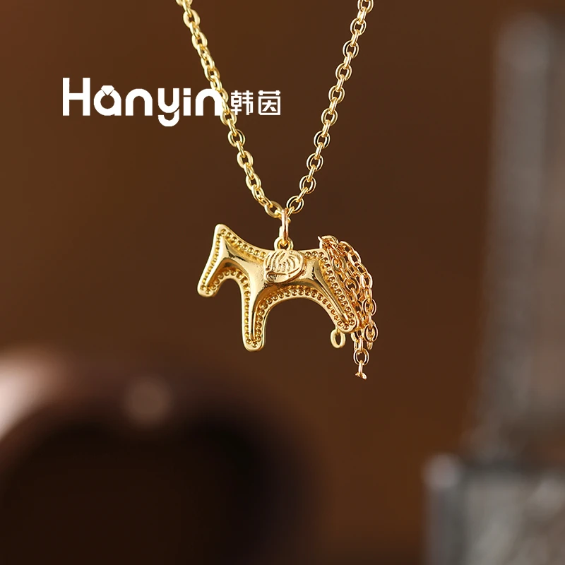 铜合金项链 时尚百搭气质光面流苏小马项链AAA