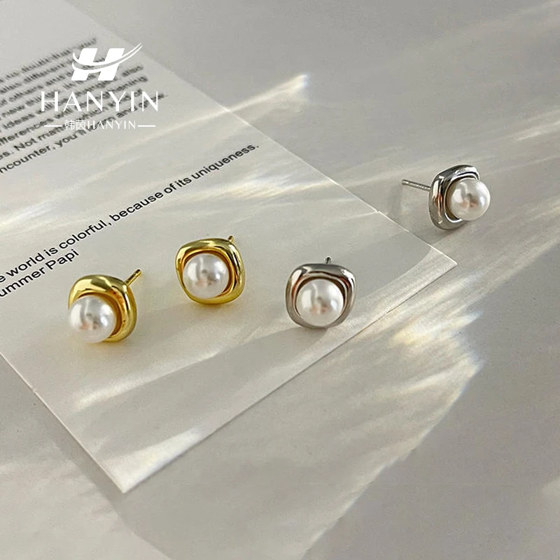 HANYIN/韩茵 铜合金仿珍珠耳饰 耳环耳钉法式气质简约百搭ins小众