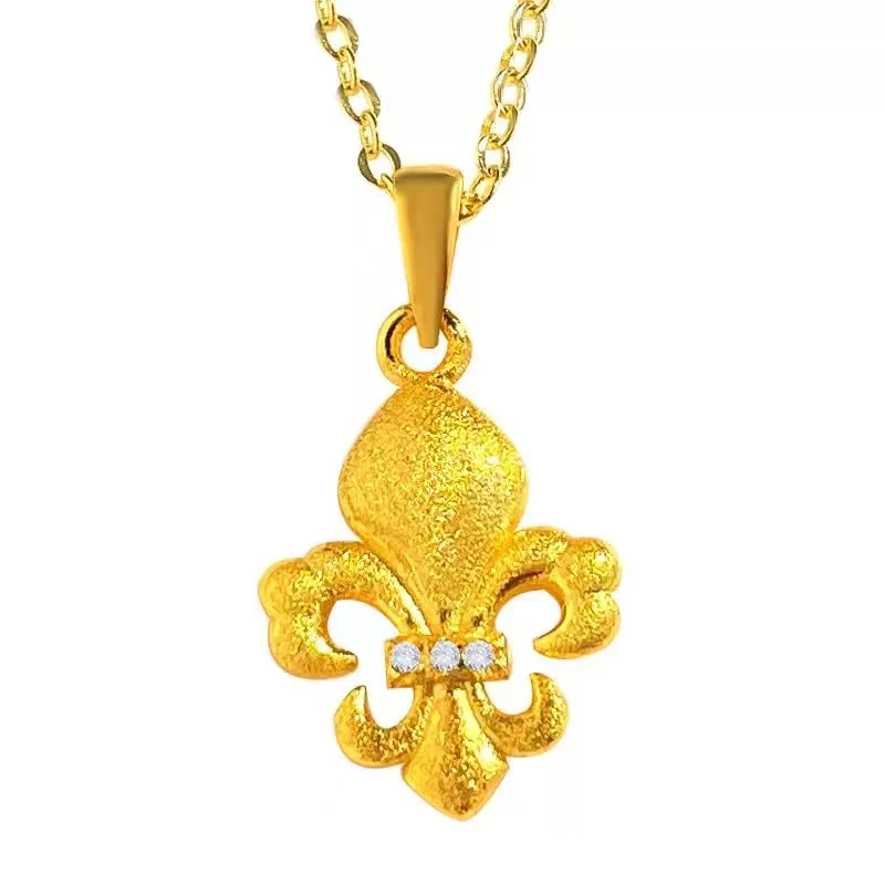 铜合金项链 49.5cm加长M字母扣时尚百搭新中式鸢尾花项链AAA