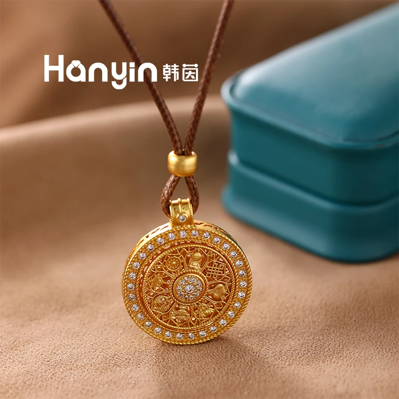 铜合金布艺项链 时来“运”转闪亮满镶圆牌可旋转罗盘64cm毛衣链AAA