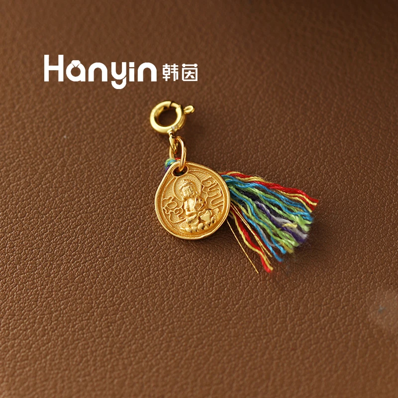 坠链均925银布艺 纯银度母精致吊坠原创挂件项坠民族风国潮风