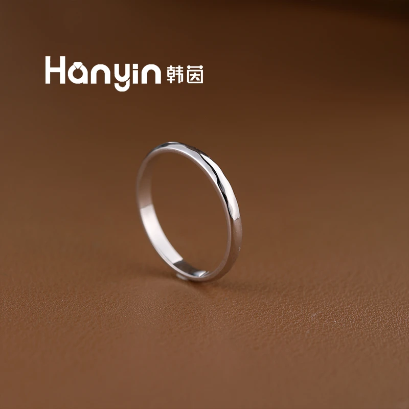 925银戒指 时尚轻奢小众气质纯银光面素圈戒指