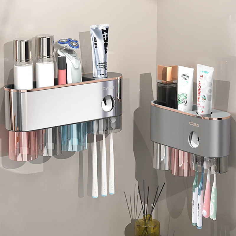 牙刷置物架免打孔漱口杯刷电动牙杯挂墙卫生间壁挂式架子家庭套装