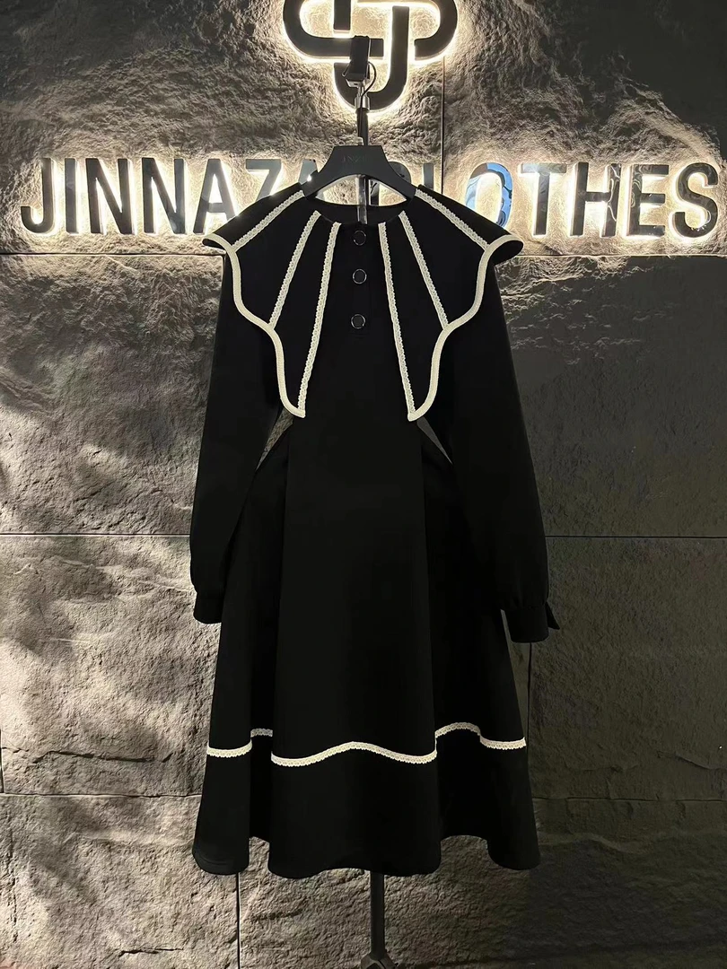 【原创设计师款女装】2024春季新款气质领显瘦设计大码连衣裙4462