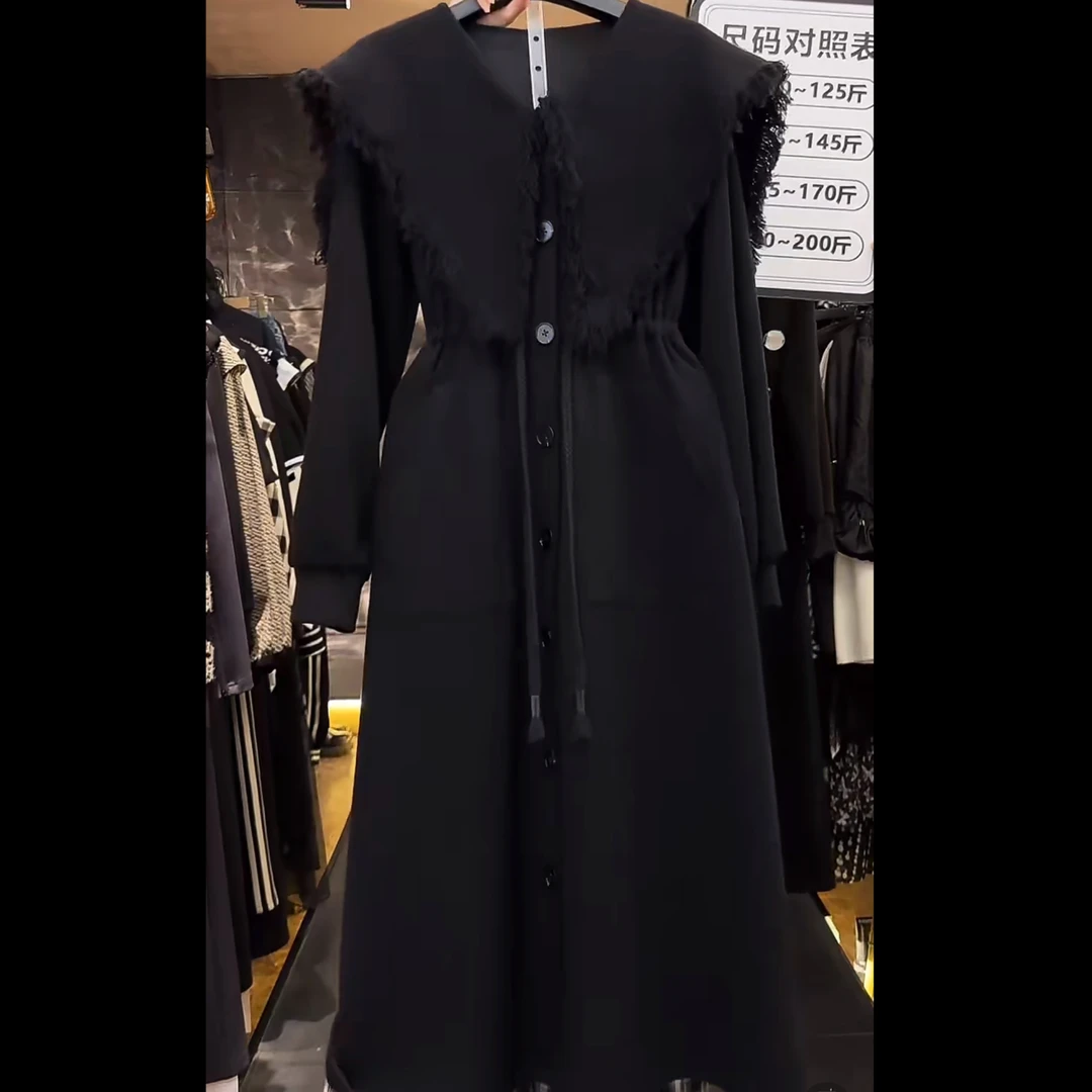 【原创设计师款女装】秋冬新款娃娃领连衣裙外套4022