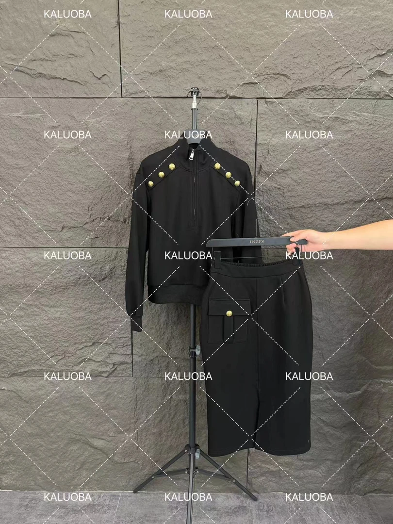 【原创大码设计师款女装】秋季新款小香风名媛气质上衣+半身裙5937