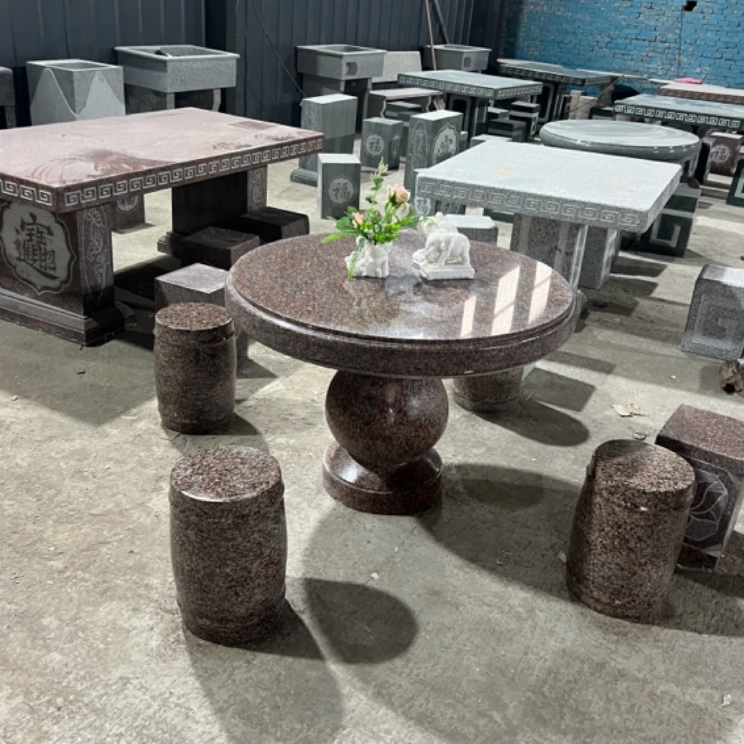 定制石凳庭院花园户外天然大理石圆桌家用花岗岩石桌庭院石桌石凳