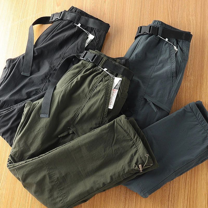 秋冬厚款加绒男裤美式休闲长裤多口袋速干裤户外黑色工装裤男裤