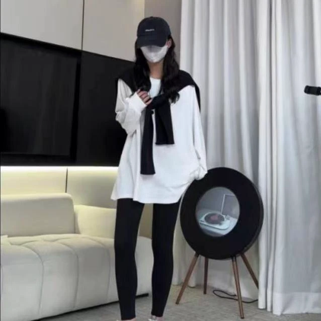 【两件套打底】简约打底显瘦百搭小众圆领重工短袖短款 带披肩圆摆