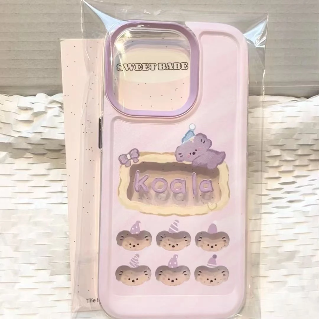 紫色考拉iPhone15/14Promax苹果手机壳13/12透明11防摔7女高颜值x