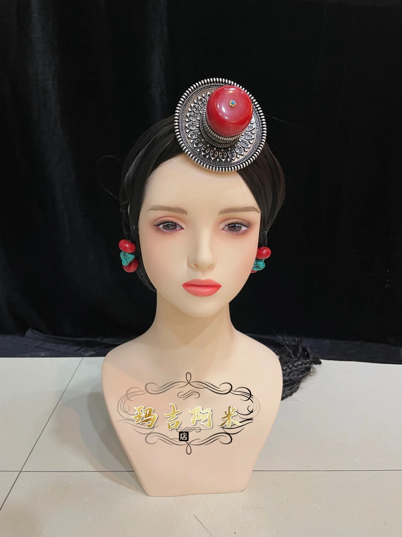 藏族一体式假发藏辫发辫子黑色假发西藏藏式藏服头饰发饰邮政