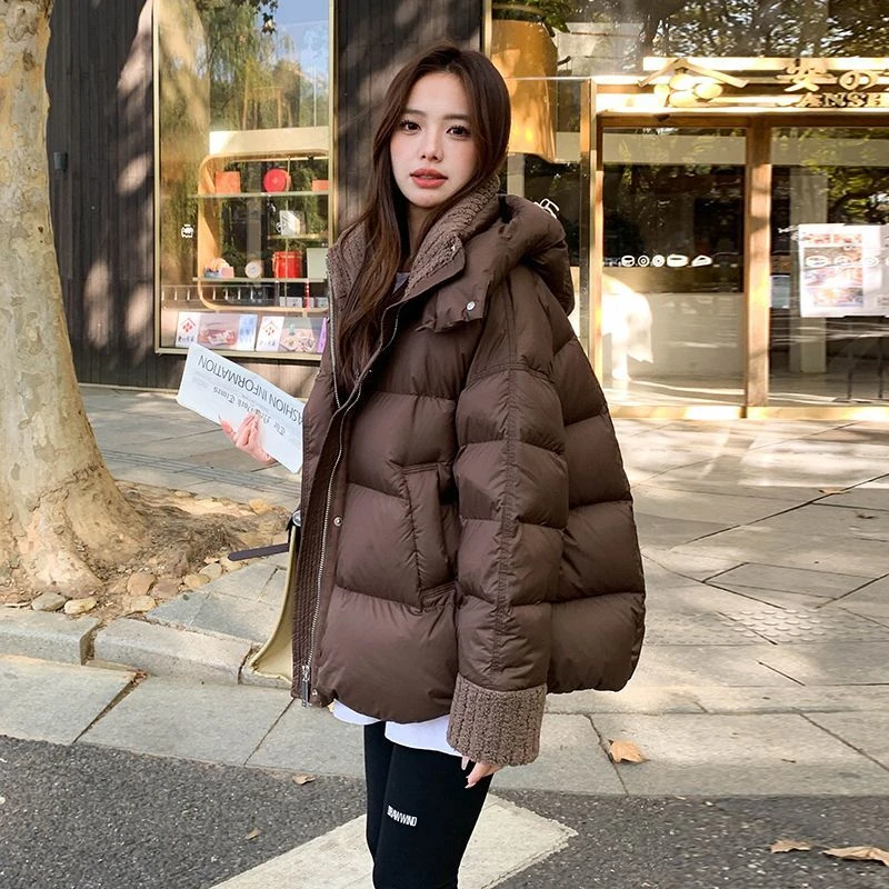 美拉德咖色羽绒服女冬新款高级感超好看领加厚保暖外套