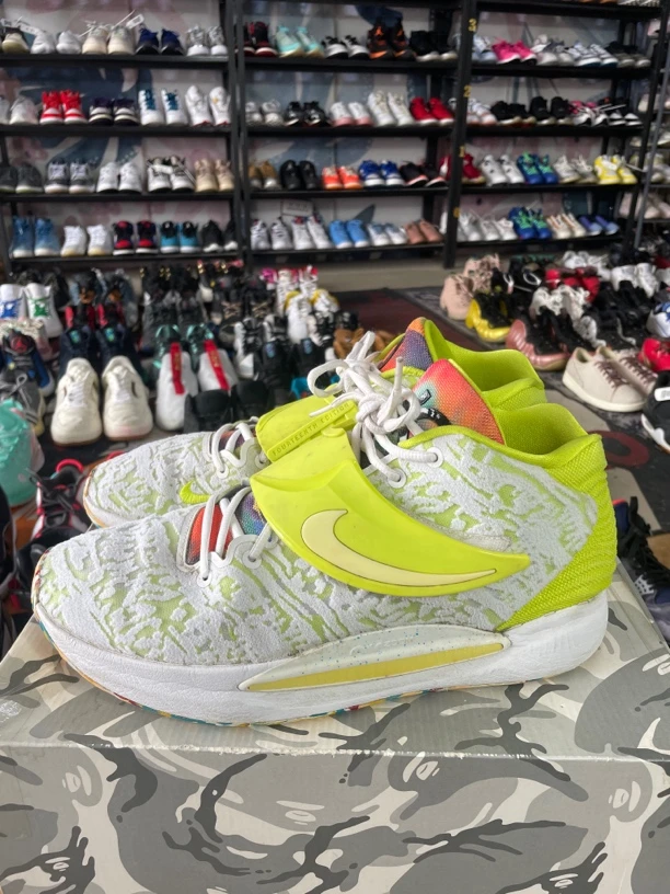鞋口修补47.5码310/Nike KD 14 杜兰特 篮球鞋 荧光黄/公价9999
