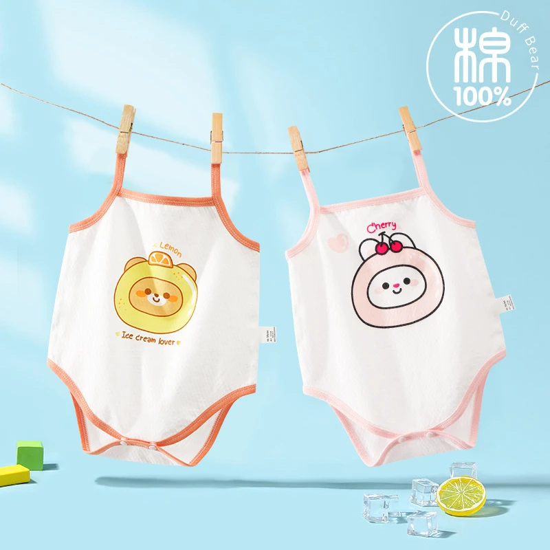 新生婴儿包屁衣夏季薄款2024吊带睡衣爬服女宝宝无袖连体三角哈衣