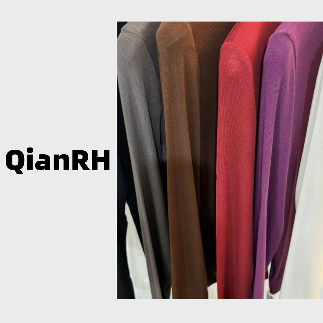 QianRH-9539纯色圆领修身百搭长袖针织打底衫