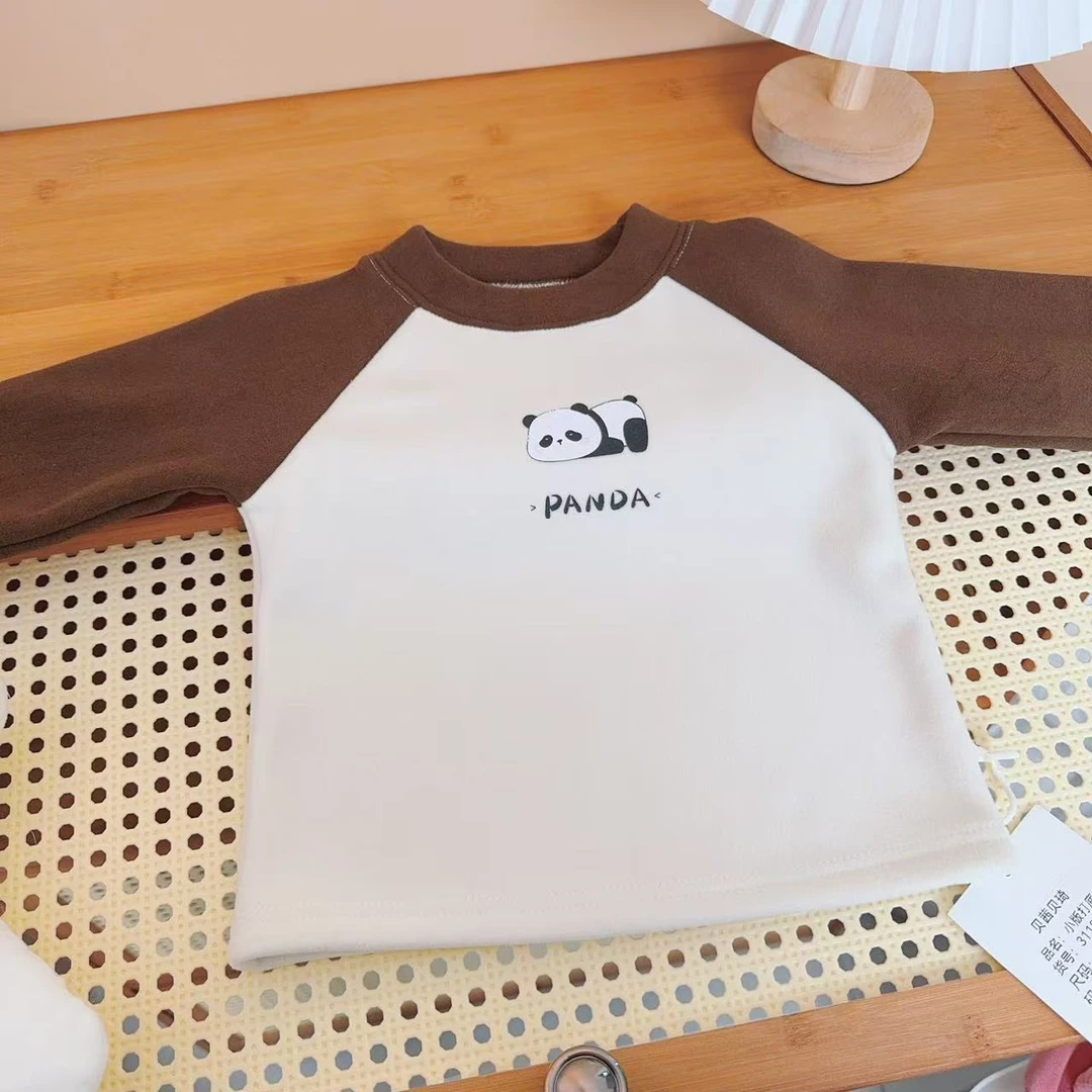 儿童插肩加绒简约打底衫绒衫（实物以直播间讲解为准）