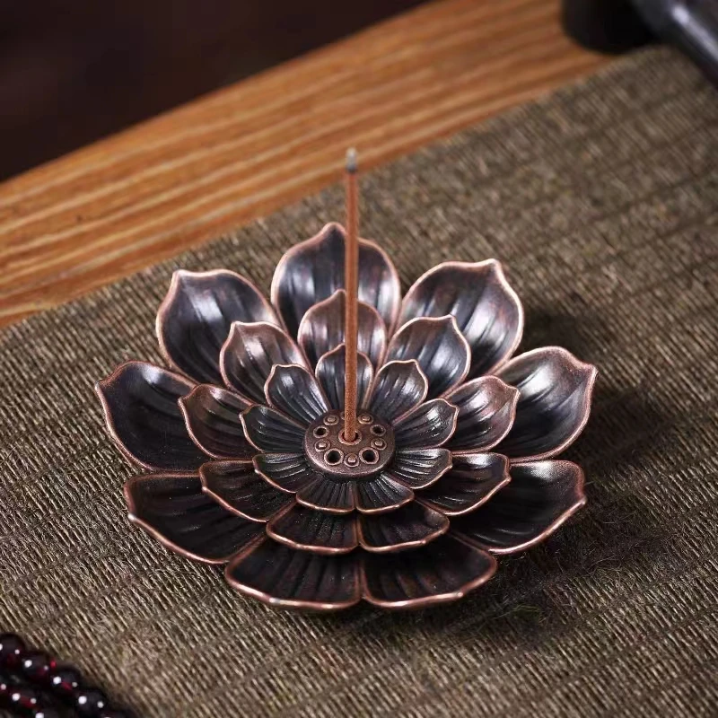 合金莲花香插熏香香炉家用