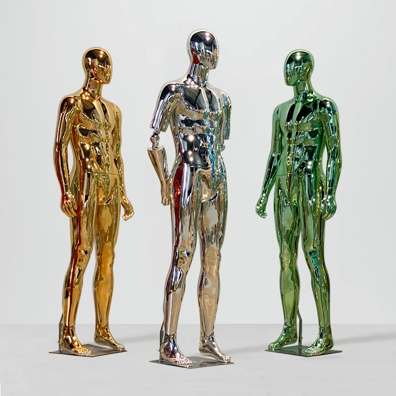 电镀男模特道具全身彩色欧品男装店假人体橱窗运动模特展示架组合