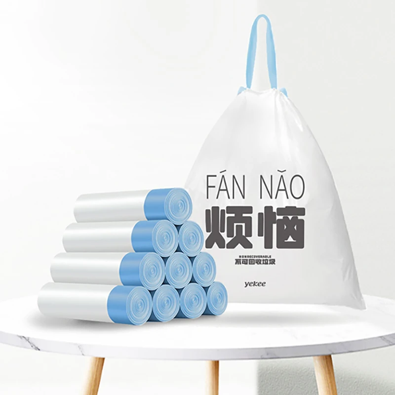 宜洁加厚穿绳手提式创意自动收口中大号趣味文案抽绳垃圾袋家用
