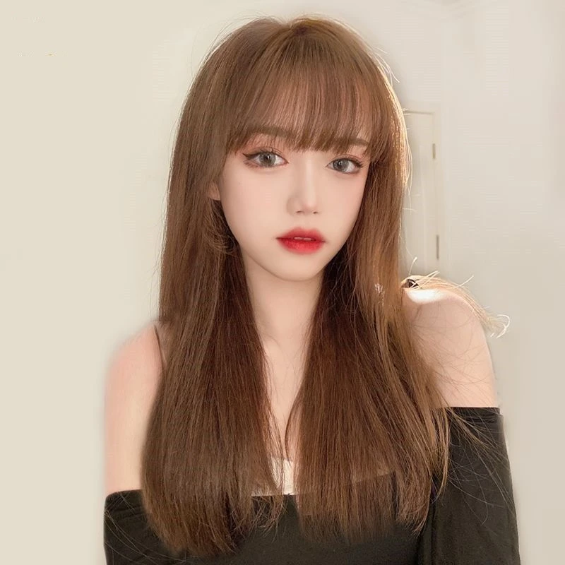 假发女长发自然全头套式网红仿真人发丝黑长直lolita中长假发头套