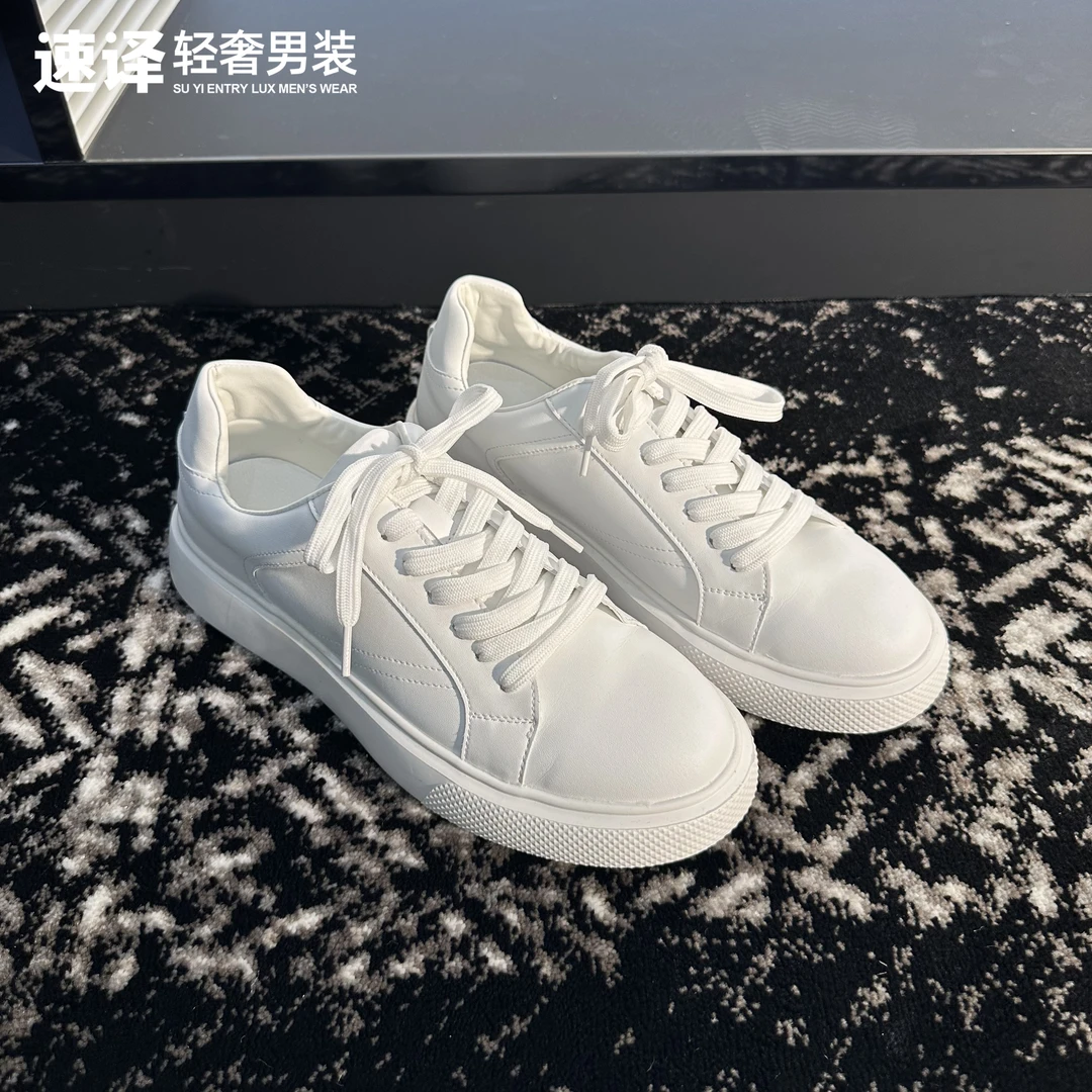 夏季韩版东大门小白鞋时尚休闲运动舒适纯色系带内增高平底板鞋潮