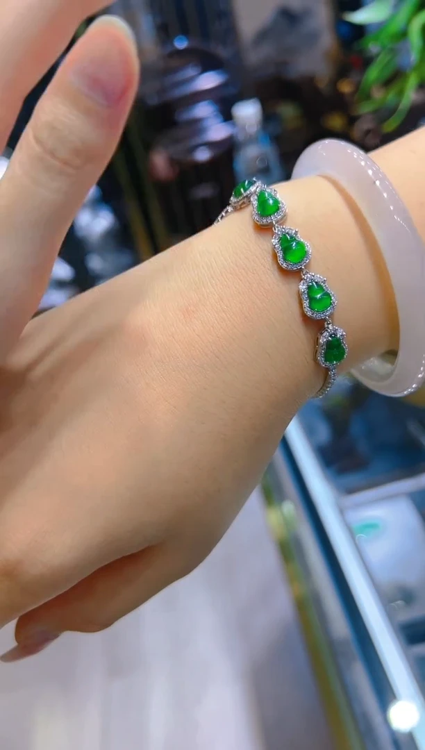 【闪购商品】翡翠手链银S925镶嵌 多样性发货
