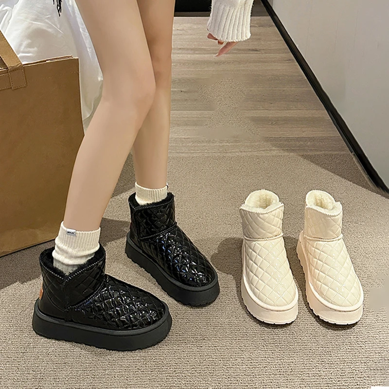 回力瑞雪地靴女冬季加绒加厚白色靴子女2023新款防水防滑保暖棉鞋