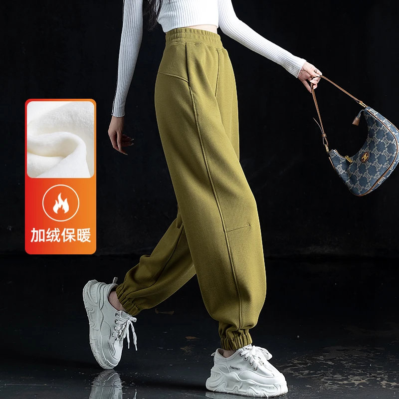 女士弯刀卫裤女爆款2025秋冬小个子休闲裤加绒裤子宽松束脚运动裤