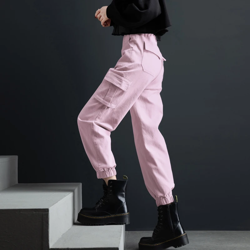 高档紫色裤子女款爆款小个子2025新款时尚女裤束脚九分休闲工装裤