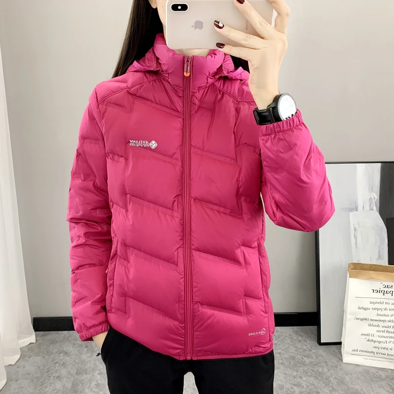 石墨烯羽绒服女白鸭绒轻薄休闲连帽外套防风保暖运动棉衣秋冬防寒