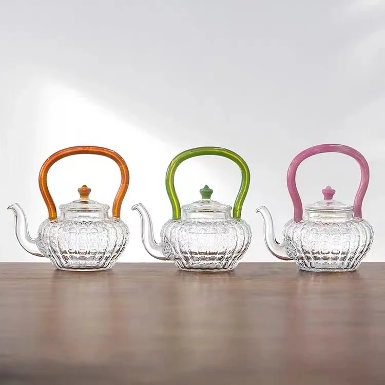 晶焱金玉提梁壶220cc精致小泡茶壶家用手工耐热玻璃花茶壶泡茶壶
